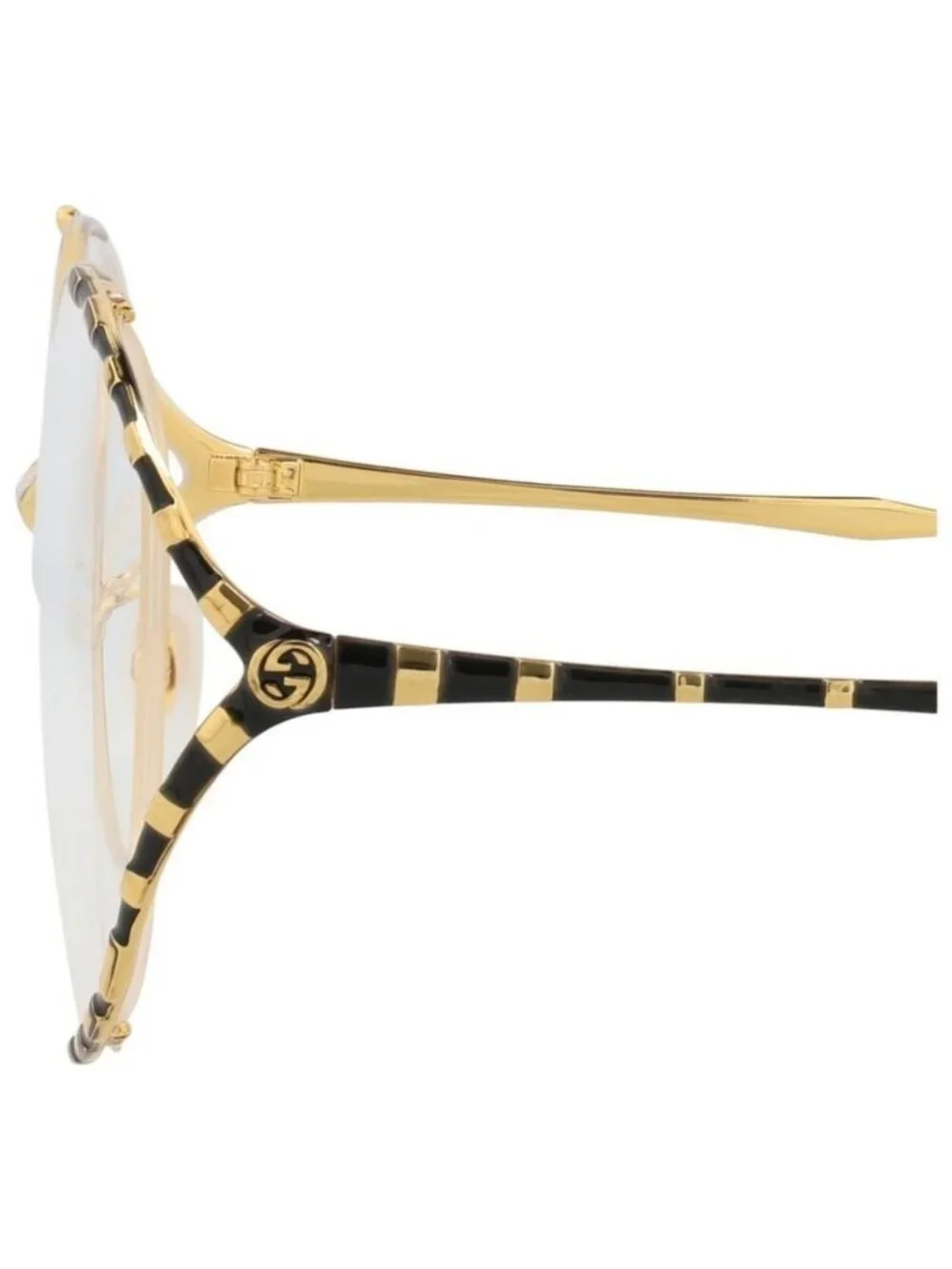 New Gucci Womens Round/Oval Gold Black Transparent Fashion Designer Eyeglasses